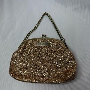 Jenny Packham gold glitter clutch handbag